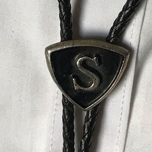 Vintage monogrammed S bolo tie!